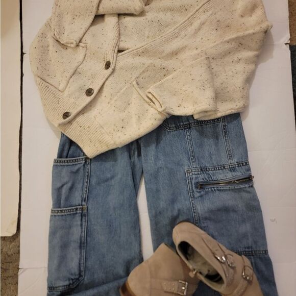 🆕️🧥Universal Thread "Grandpa" Sweater, Sz XS - Cream/Brown - Picture 1 of 7